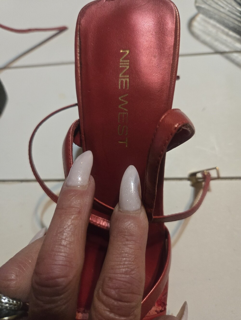 Vintage New West Red Strappy Slingback Heeled Sandals - Picture 5 of 5